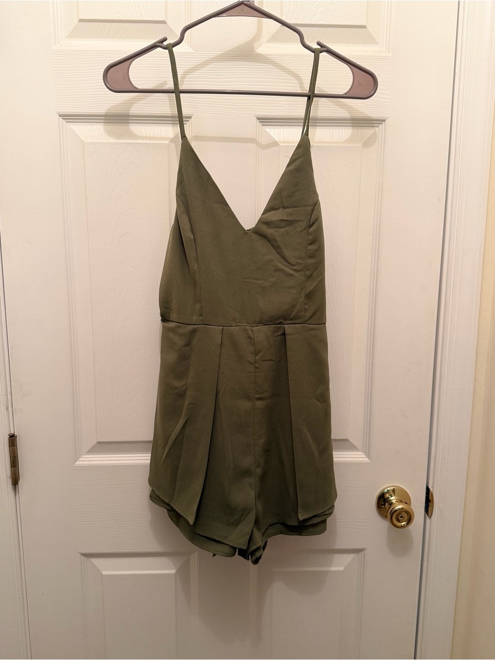 Selfie Leslie Olive Romper with Adjustable Straps